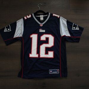 Tom brady Navy Blue Jersey with White and Red Accents